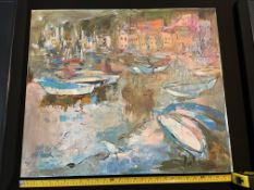 Oksana Veber Oil on canvas 'Komiza Fishing Boats