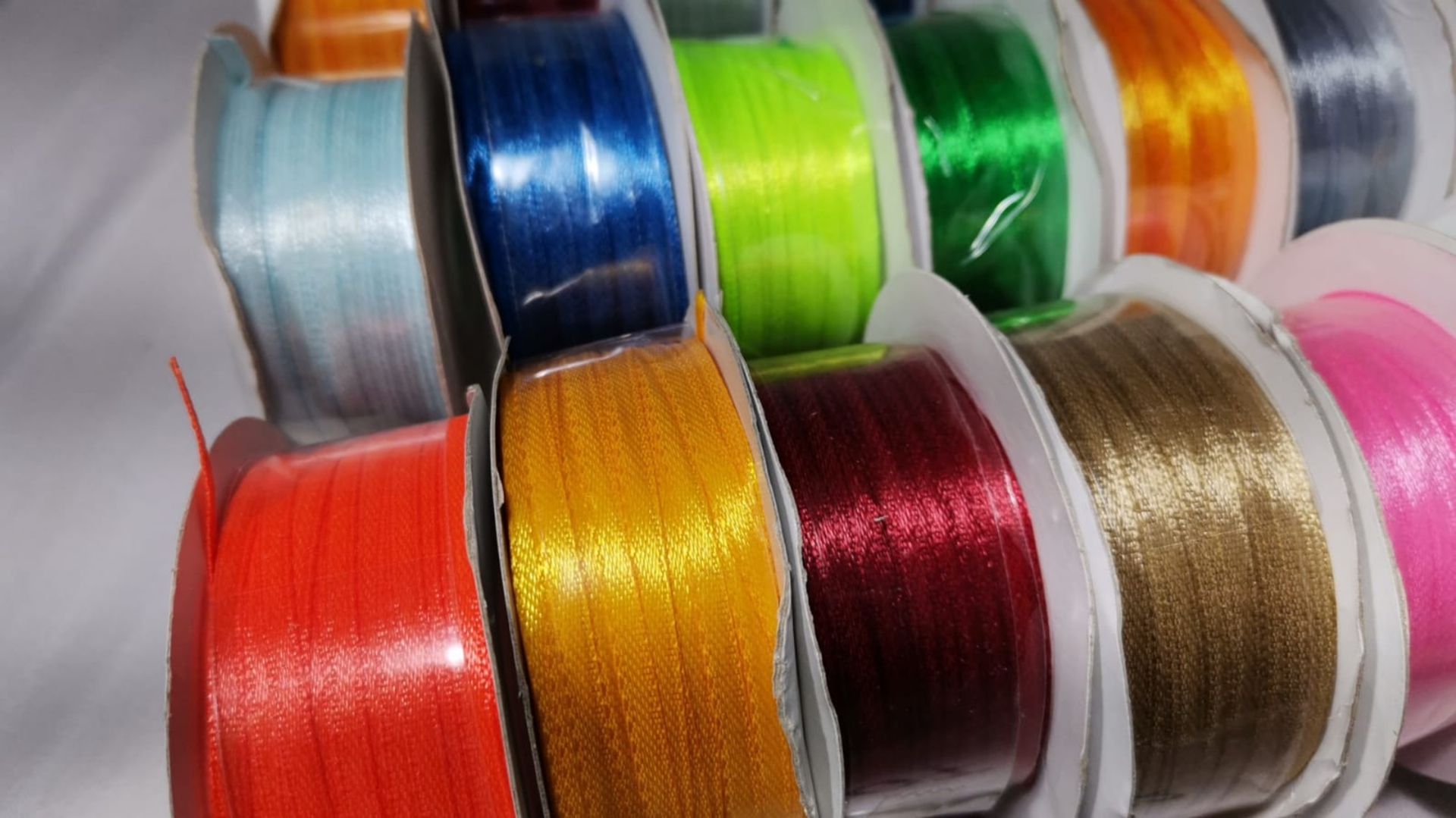 20 Rolls of 3mm Wide x 100 Yards of Smooth Satin Ribbon. RRP £140