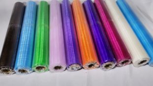 10 Rolls of 10m Mixed Colour Sheer Organza Material. RRP £70