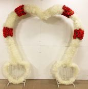 Professional 2.8m Heart Shaped Wedding Arch with Ivory and Red Flowers. RRP £999