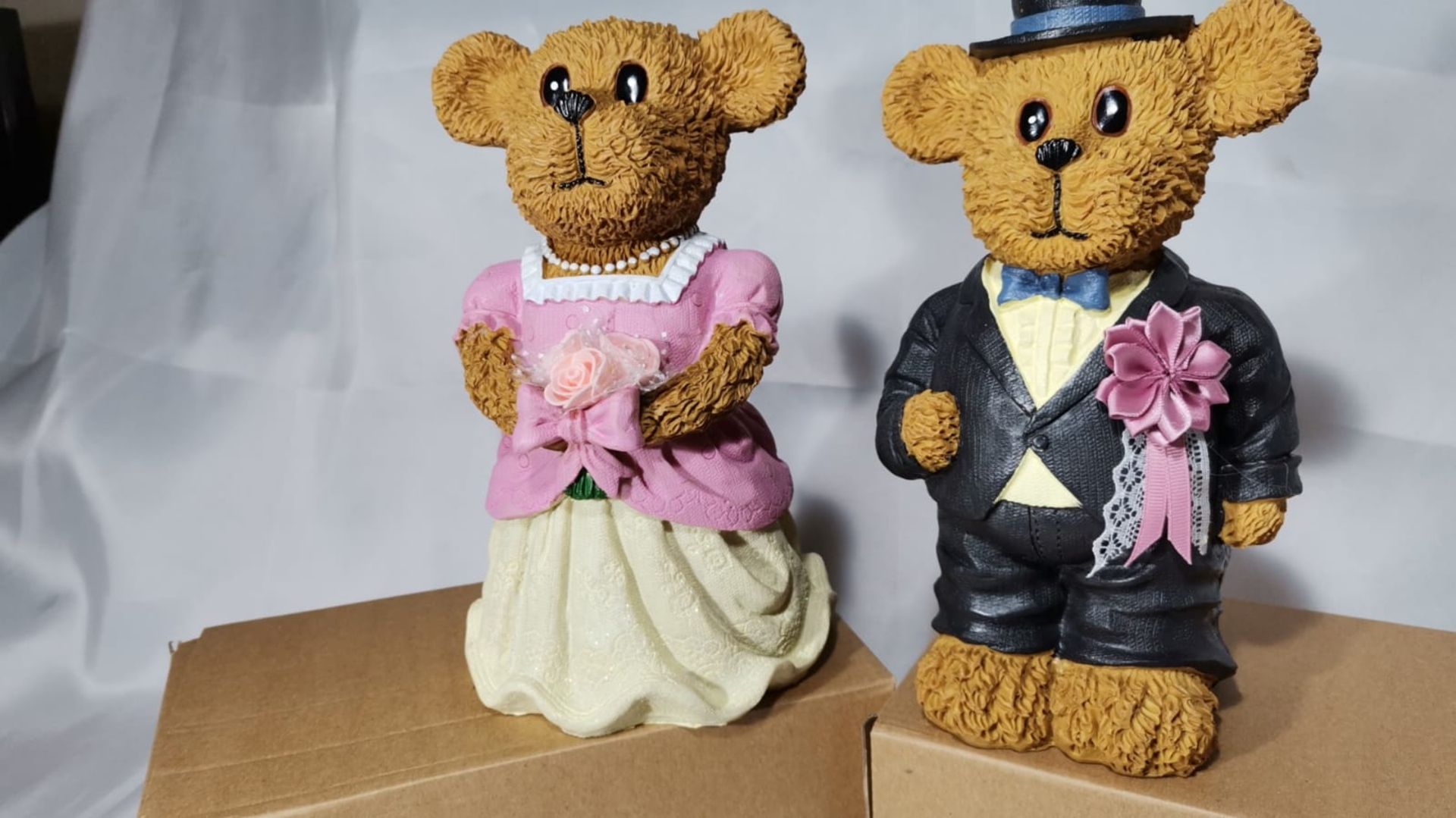 2 Pairs of Teddy Bear Bride and Groom Money Boxes. RRP £40