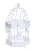 White Metal Hexagonal Wedding Birdcage Decoration. RRP £19.99