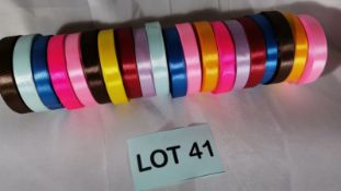 20 Rolls of 15mm Wide x 25 Yards of Smooth Satin Ribbon. RRP £80