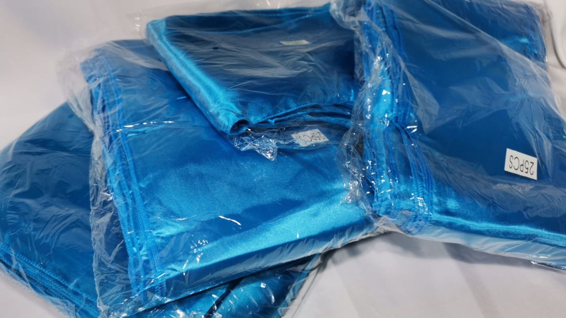 100 (4 packs of 25) Turquoise Satin Wedding Chair Sashes. RRP £100 - Image 3 of 4