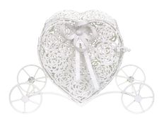 Gorgeous Decorative White Metal Wedding Heart Carriage. RRP £44.99