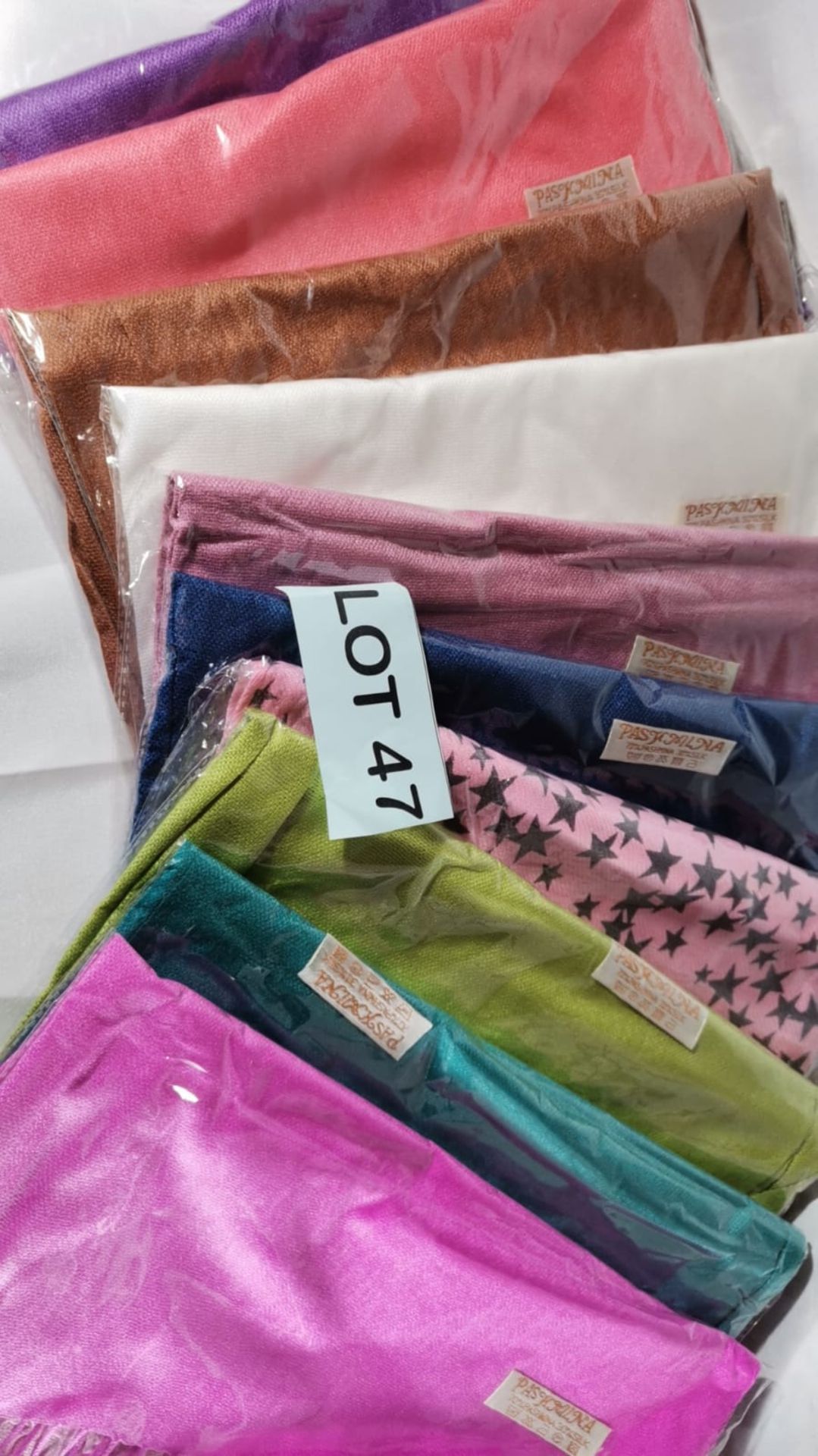 Variety of 10 Coloured / Patterned Pashmina Scarves. RRP £200