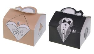 Pack of 200 Bride and Groom Tuxedo & Dress Printed Wedding Favour Boxes. RRP £39.99