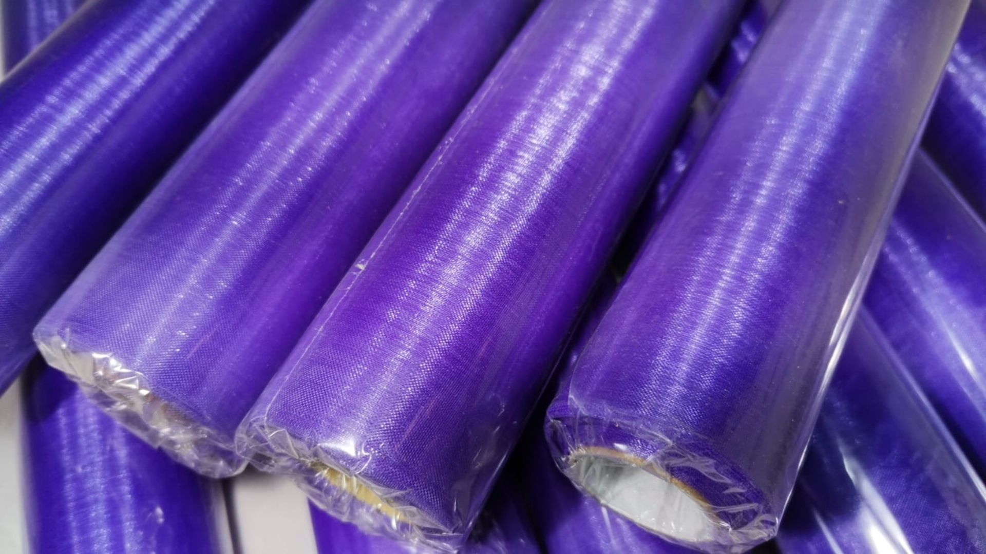 10 Rolls of 10m Lavender Sheer Organza Material. RRP £70