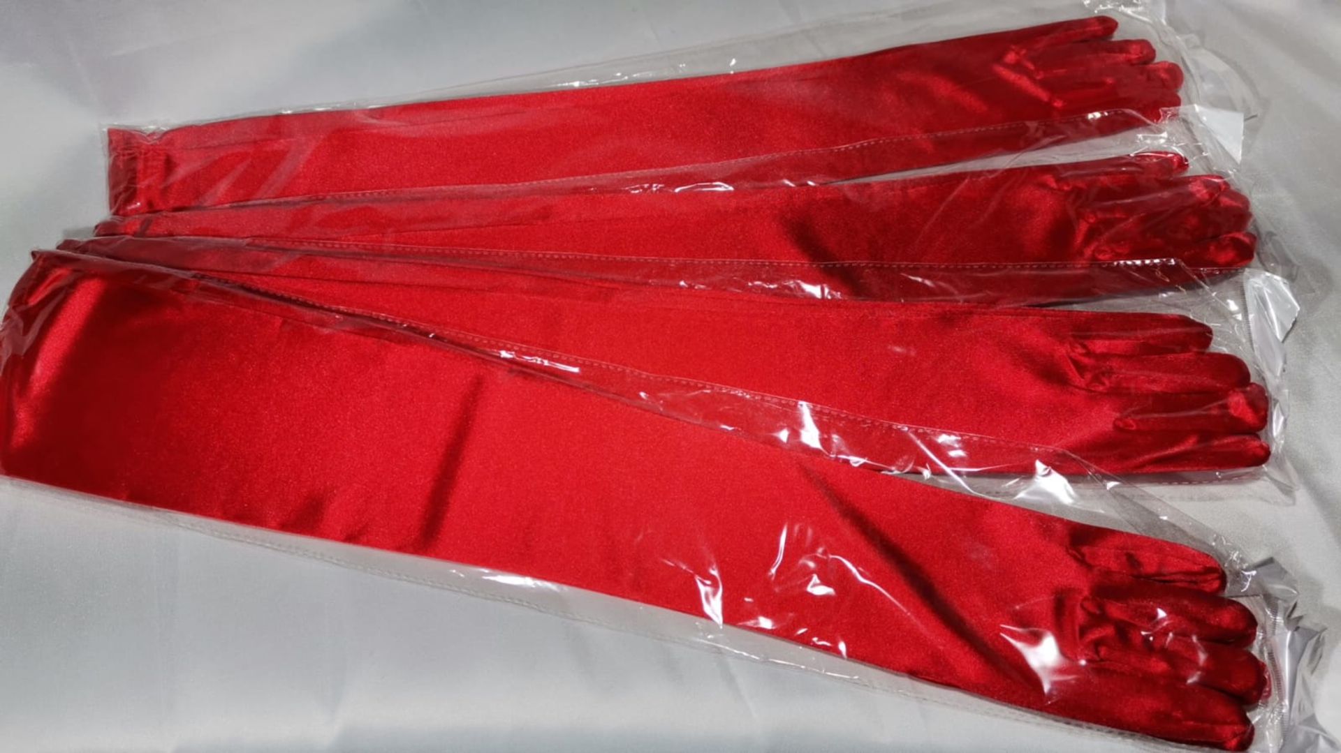 4x Ladies long red silky lycra gloves. RRP £52 - Image 4 of 5