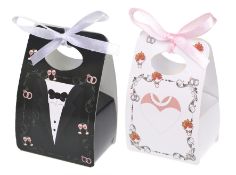 Pack of 200 Bride and Groom Ring Pattern Wedding Favour Boxes. RRP £39.99