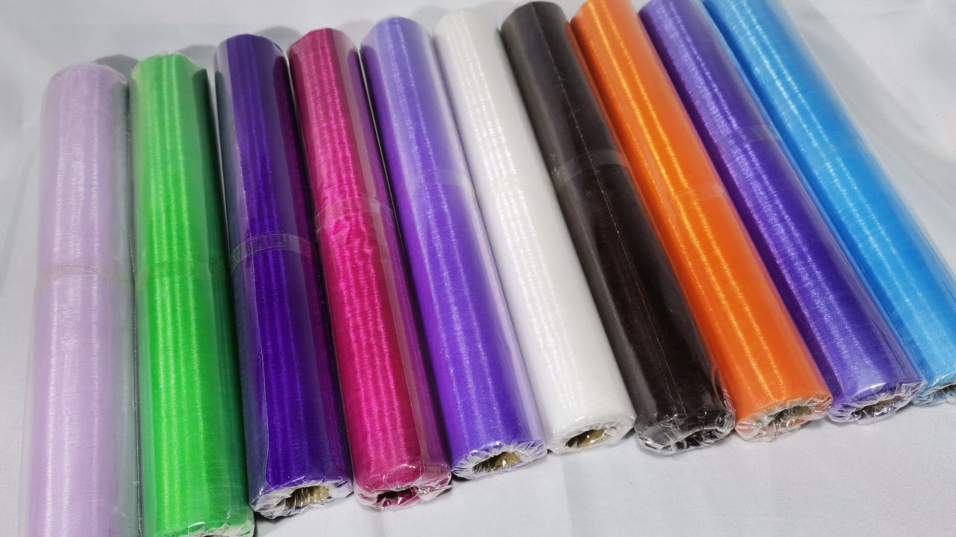 10 Rolls of 10m Mixed Colour Sheer Organza Material. RRP £70 - Image 4 of 4