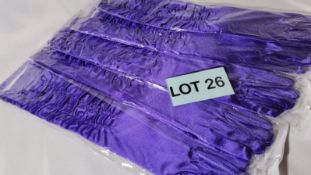 5x Ladies Cadburys purple ruffled silky lycra gloves. RRP £65