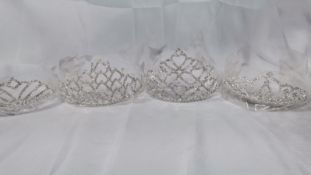 4 Various Designs of Silver Diamante Tiaras. RRP £120