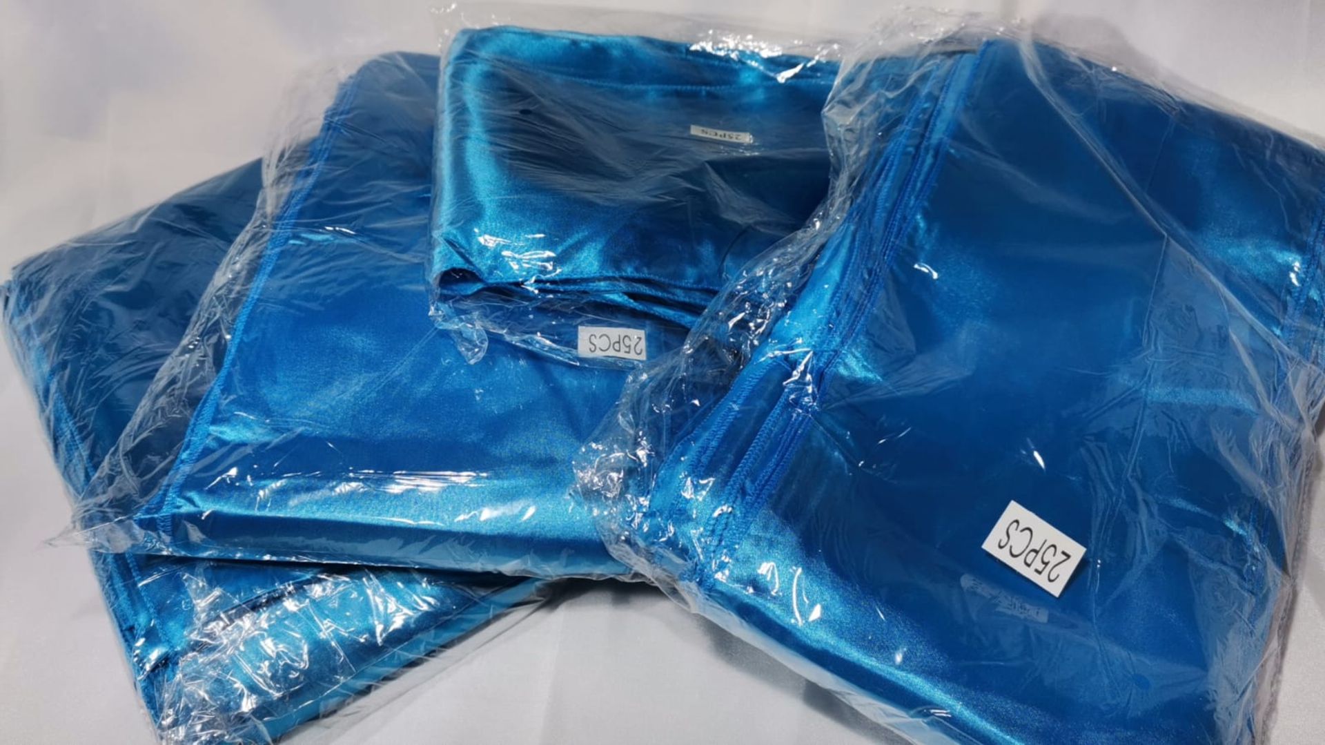 100 (4 packs of 25) Turquoise Satin Wedding Chair Sashes. RRP £100 - Image 2 of 4