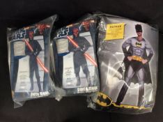 3x Mixed Costumes To Include Batman Size XL, Star Wars Darth Maul Size M