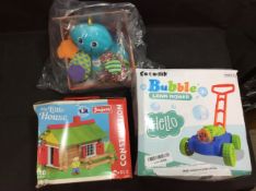 3x Mixed Children's Toys To Include Construction Set, Bubble Lawn Mover, Octivity Time