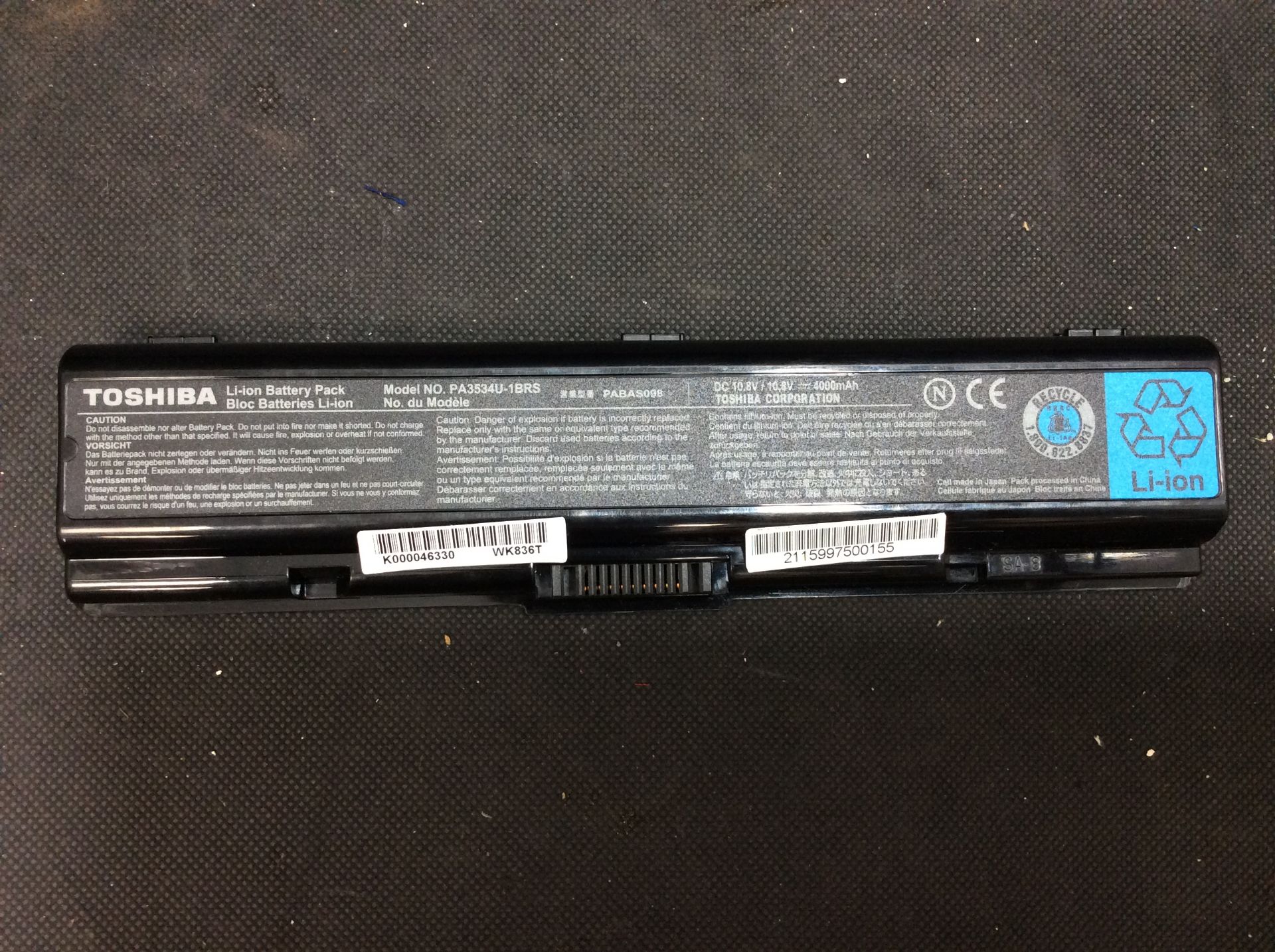 Toshiba Li-ion Battery Pack Model PA3534U-1BRS