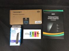 4x Mixed Items To Incl Wireless Keyboard, Fitness Tracker, Delta Therm Stat Heater, Screen Protector