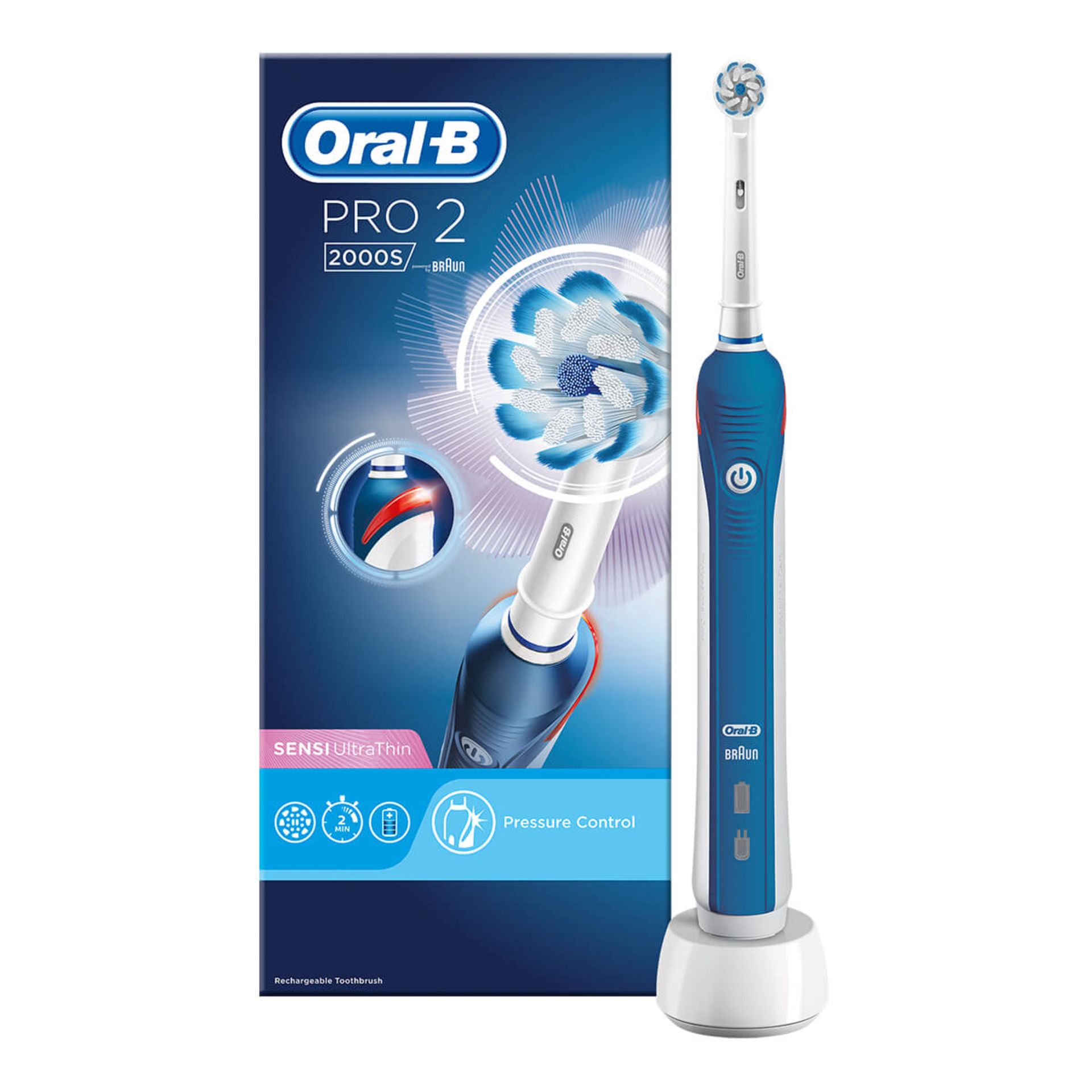 (R14F) 1x Oral B PRO 2 2000 Electric Toothbrush RRP £80. New, Sealed Item With Security Tag Attach