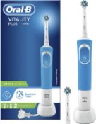 (R14F) 2x Oral B Vitality Electric Toothbrushes. (1x Blue / White, 1x Black / White). Lot Comes Wi