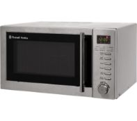 (R14H) 1x Russell Hobbs Compact Stainless Steel Digital Microwave With Grill (RRP £79.99). 800W Mi