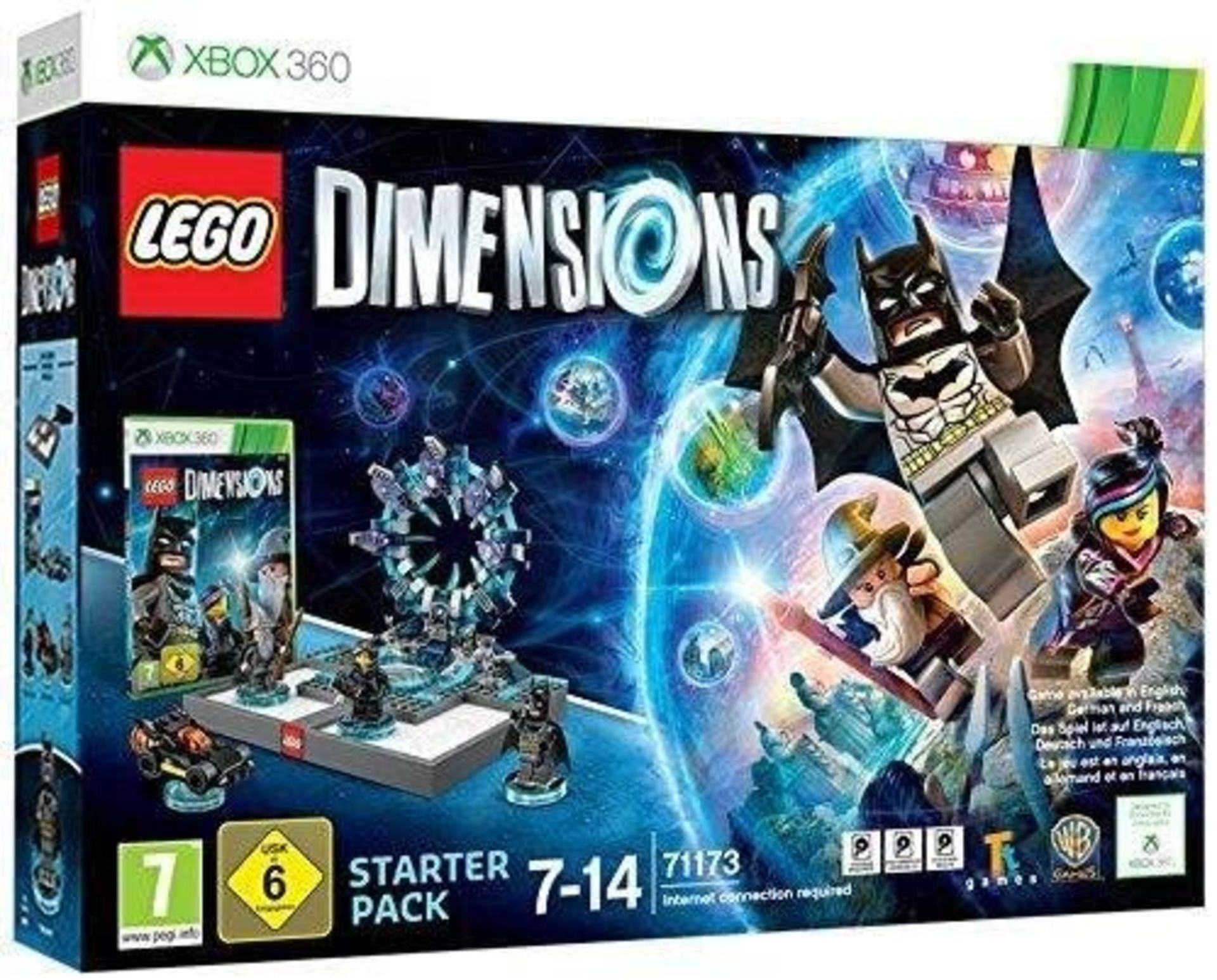 (R14B) 1x Xbox 360 Lego Dimensions Starter Pack 71173. Box Open On One Side – Contents Removed For