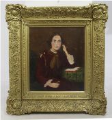 Victorian Portrait Oil on Canvas Set in Heavy Gilt Frame