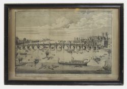 The South East Prospect of Westminster Bridge 18th c. Etching c.1740