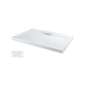 New 1200x800mm Luxe Ultra Slim Stone Shower Tray Hidden Waste - White. Manufactured In The UK ...