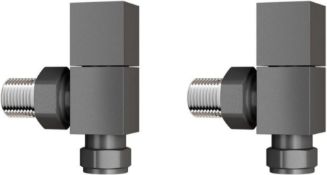 New 15 mm Standard Connection Square Angled Anthracite Radiator Valves. Ra03A. Complies W...