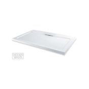 New 1200x800mm Luxe Ultra Slim Stone Shower Tray Hidden Waste - White. Manufactured In The UK F...