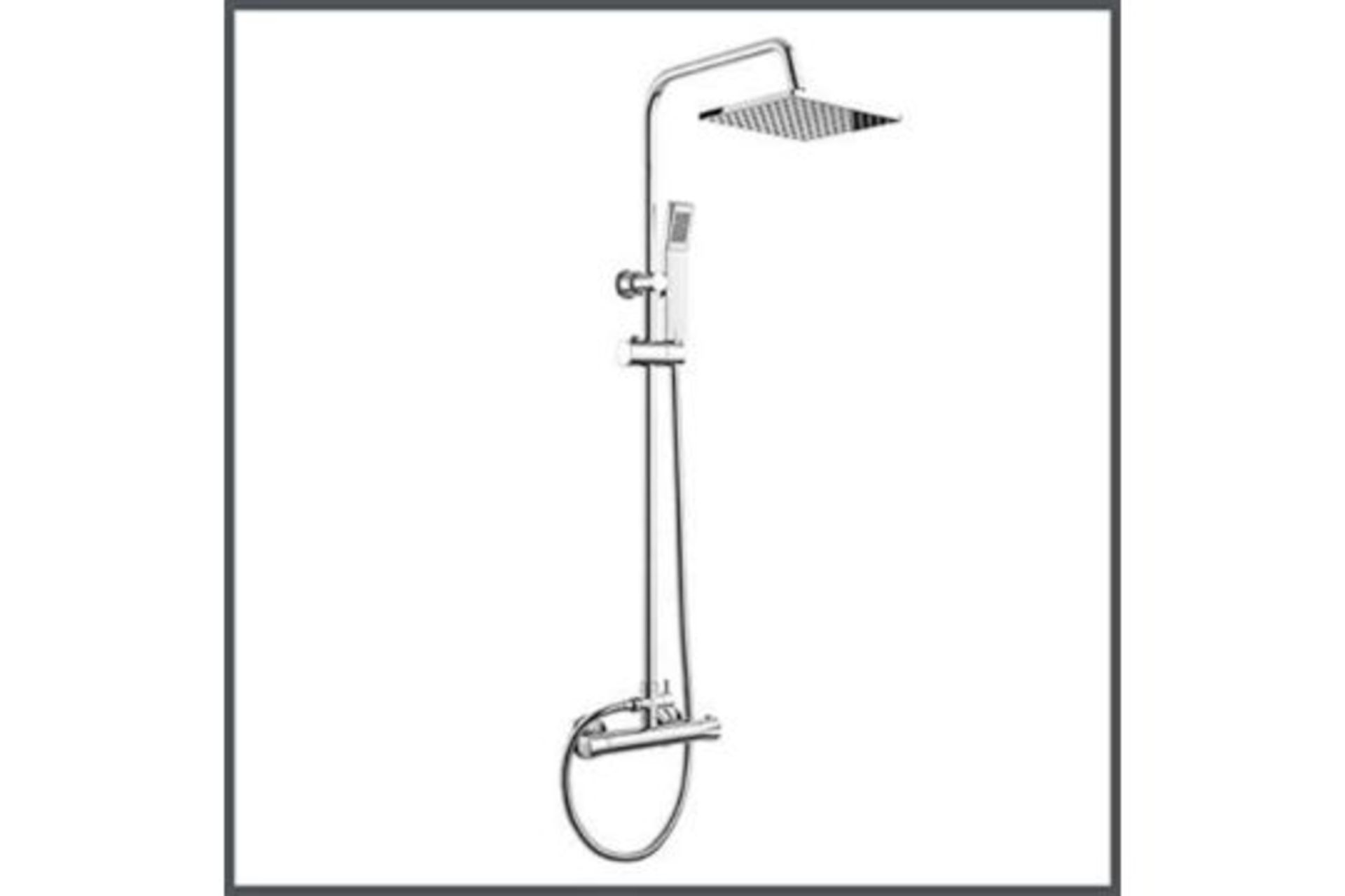 New & Boxed Exposed Thermostatic 2-Way Bar Mixer Shower Set. Chrome Valve, 200mm Square Head + ... - Image 2 of 2