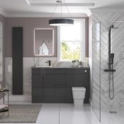 New (Y105) Onyx Grey Gloss Slim WC Unit 600mm. RRP £355.00.Durable 18mm Cabinet, Sides And Ba...