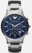 Emporio Armani AR2448 Men's Blue Dial Silver Bracelet Chronograph Watch