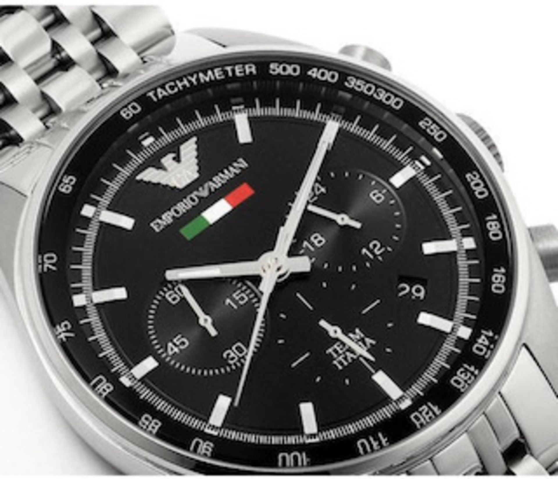 Men's Emporio Armani AR5983 Quartz Black Dial Stainless Steel Chronograph Watch - Image 5 of 9