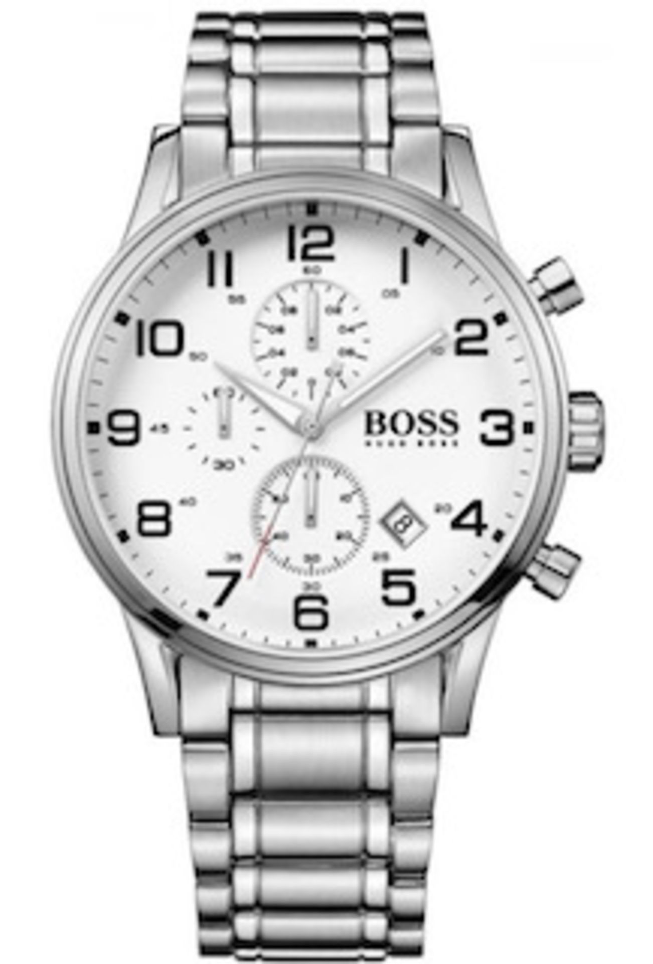 HUGO BOSS Men's Aeroliner Silver Bracelet Chronograph Watch 1513182