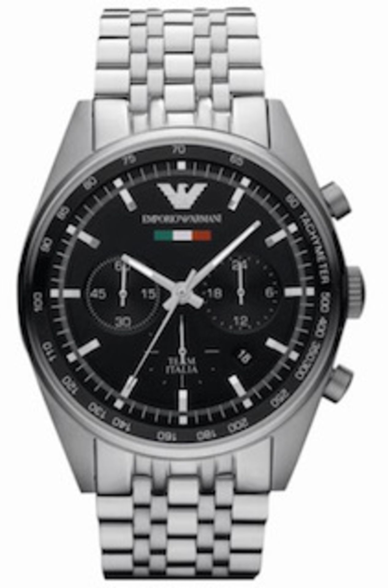 Men's Emporio Armani AR5983 Quartz Black Dial Stainless Steel Chronograph Watch