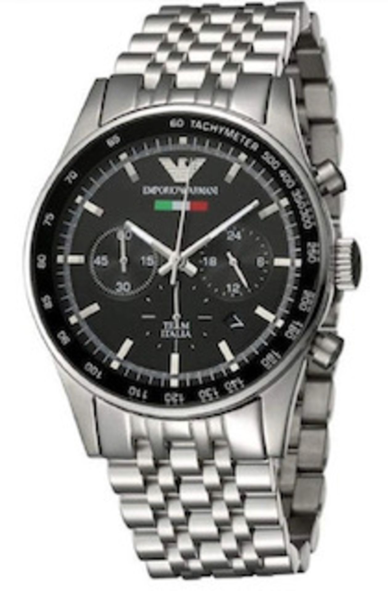 Men's Emporio Armani AR5983 Quartz Black Dial Stainless Steel Chronograph Watch - Image 4 of 9