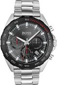 Hugo Boss 1513680 Men's Intensity Black Face Silver Bracelet Quartz Chronograph Watch