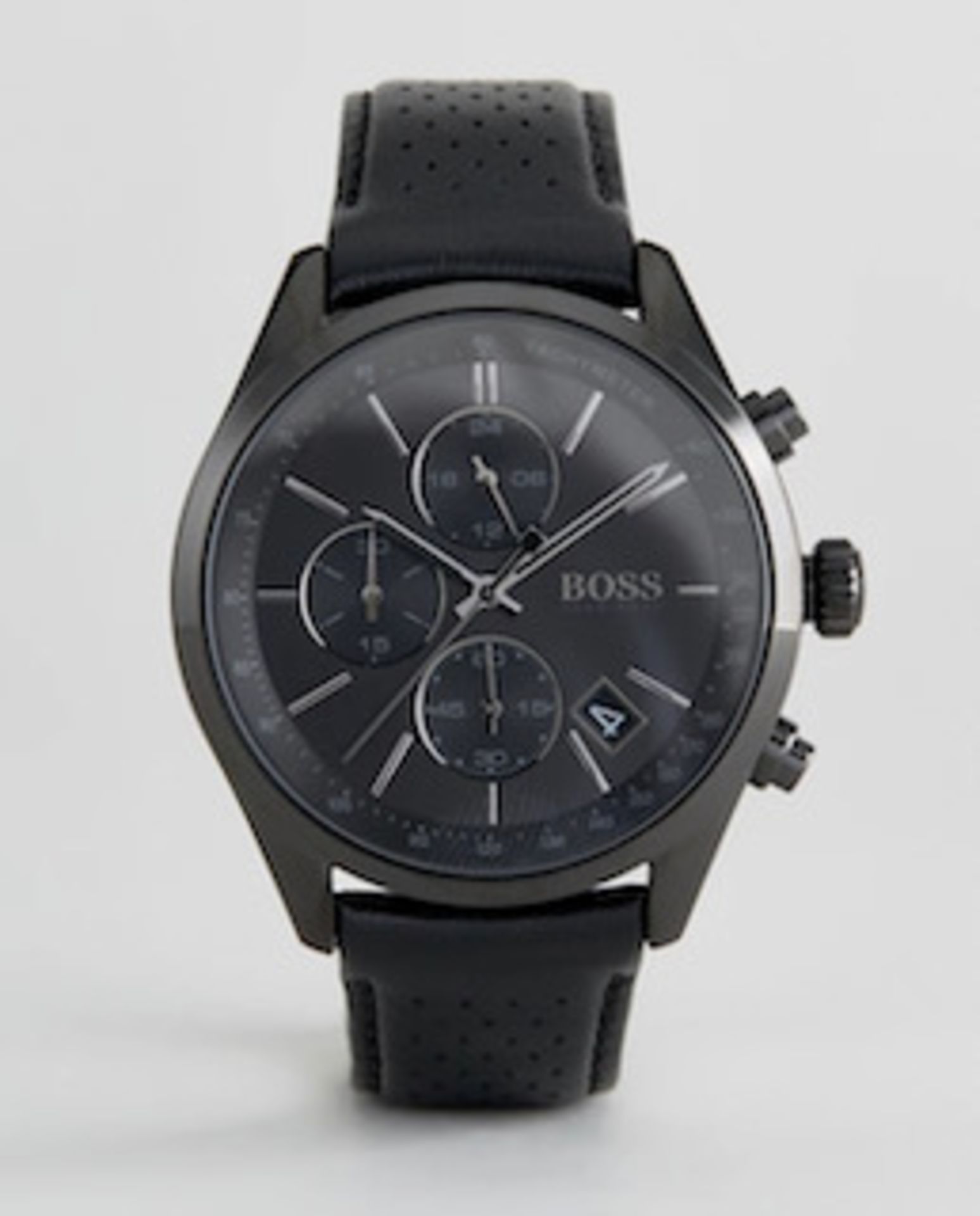 Hugo Boss 1513474 Men's Grand Prix Black Dial Black Leather Strap Chronograph Watch - Image 3 of 5
