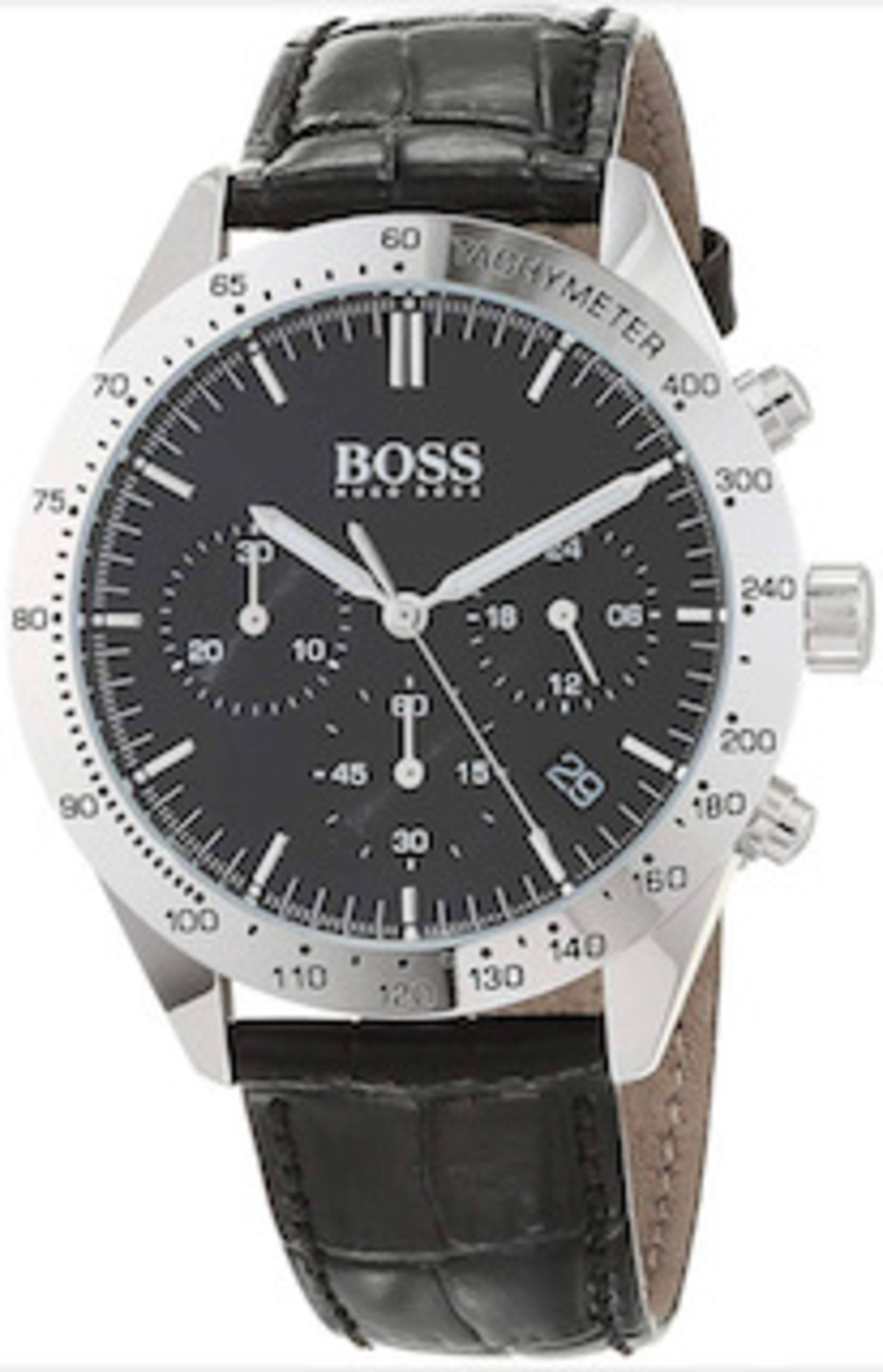 Hugo Boss 1513579 Men's Talent Black Leather Strap Quartz Chronograph Watch - Image 4 of 5