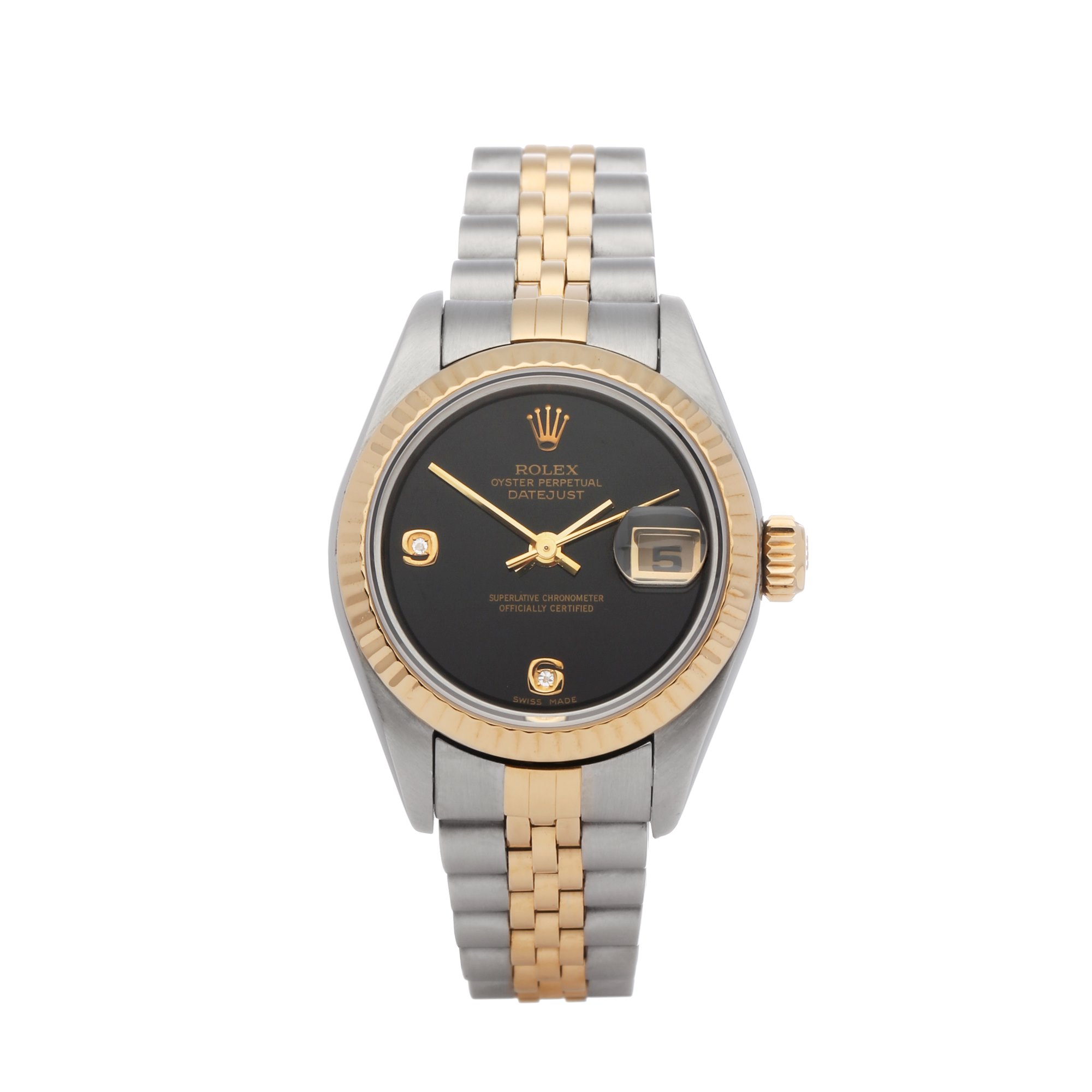 Rolex Datejust 26 Diamond Onyx 18K Stainless Steel Watch 79173