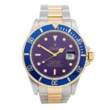 Rolex Submariner Date Purple Patina Dial 18K Yellow Gold & Stainless Steel Watch 16613