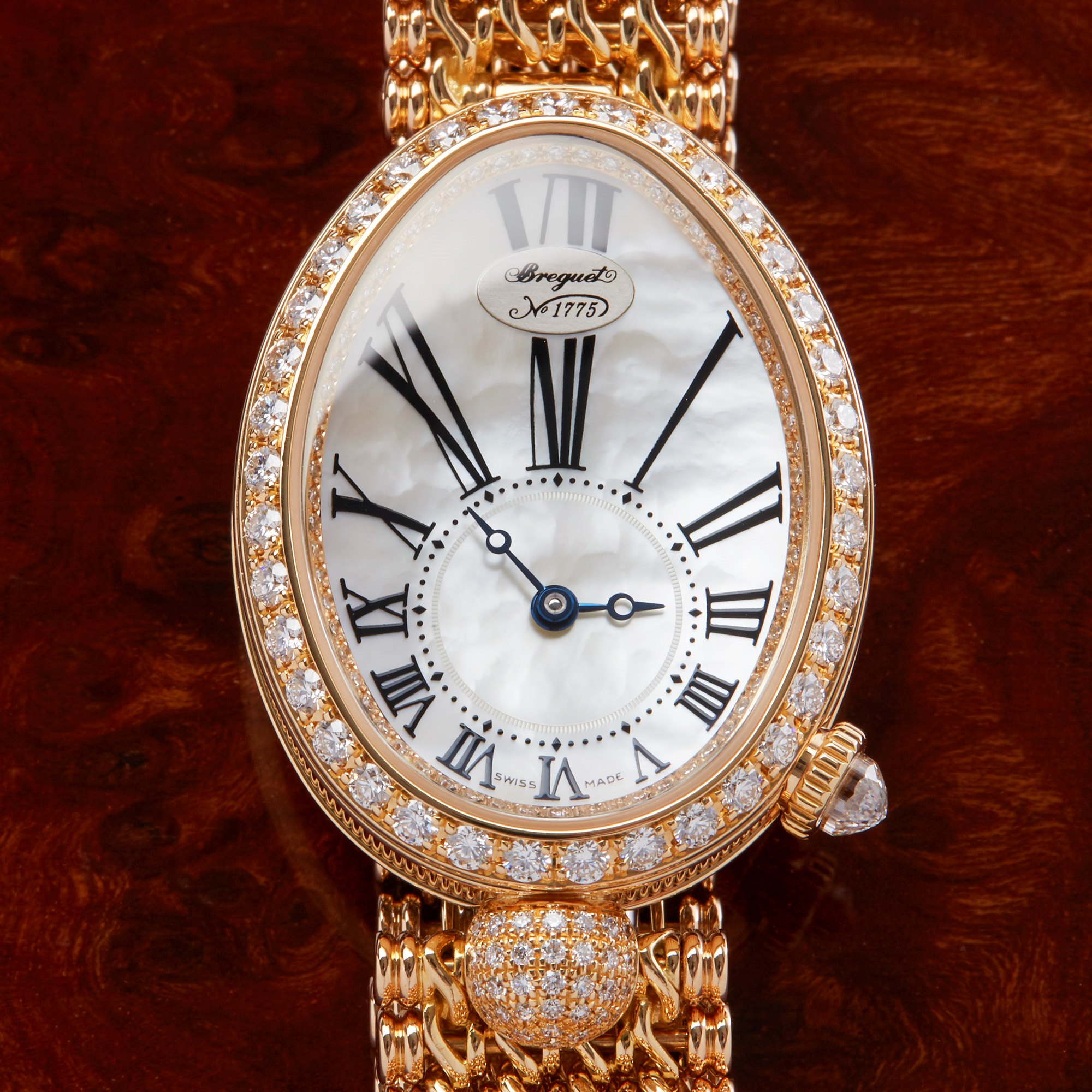 Breguet Reine de Naples Diamond Mother of Pearl 18K Yellow Gold Watch 8928BA/51/J20 DD00 - Image 8 of 12