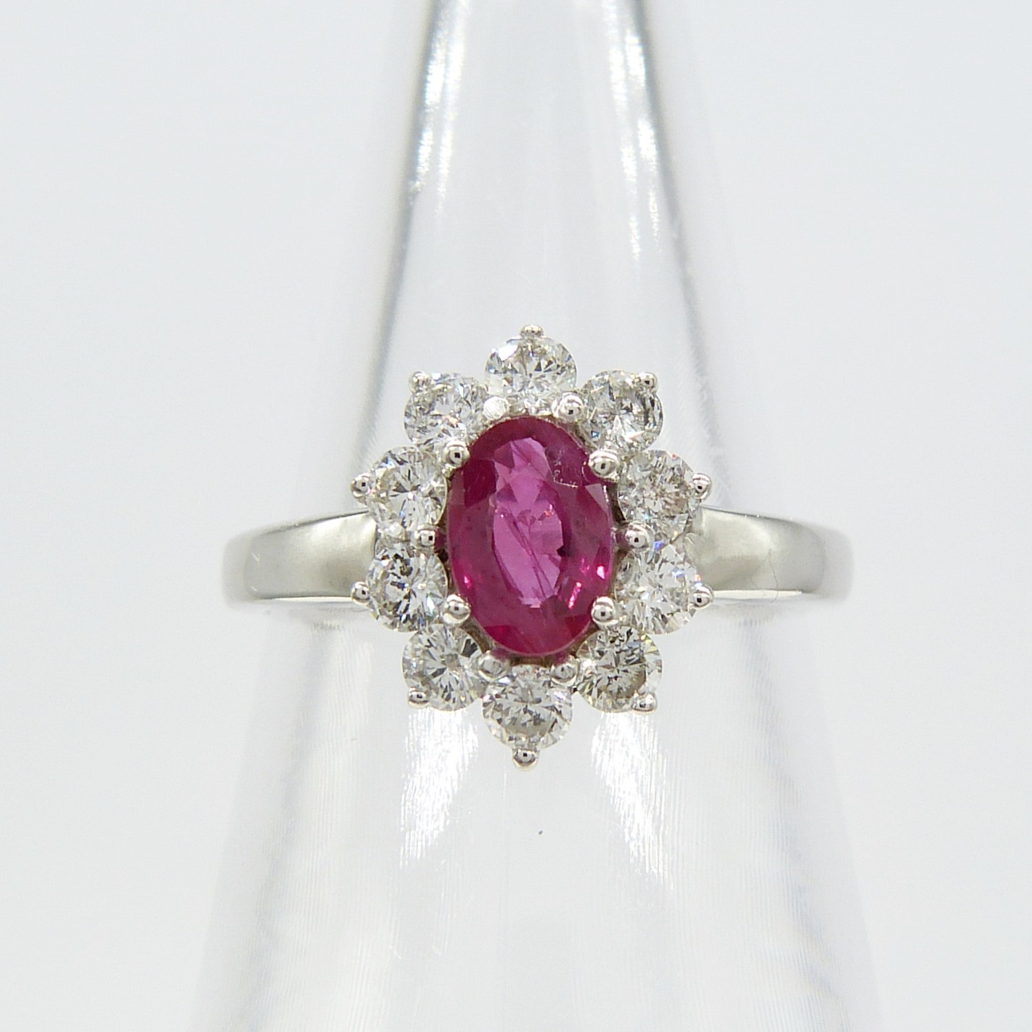 A ruby and diamond (F-G colour) cluster ring in 18ct white gold, with certificate - Image 8 of 10