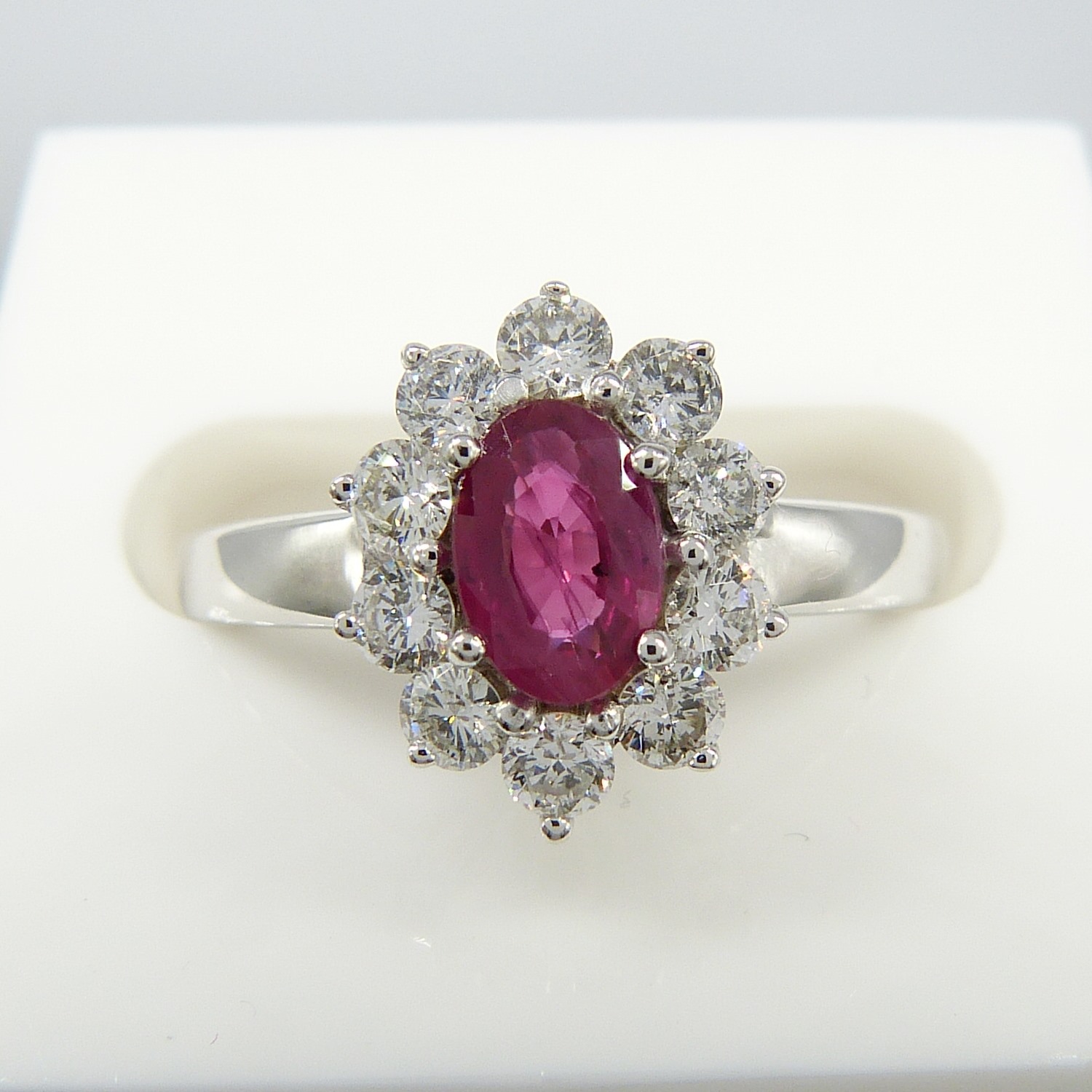 A ruby and diamond (F-G colour) cluster ring in 18ct white gold, with certificate - Image 2 of 10