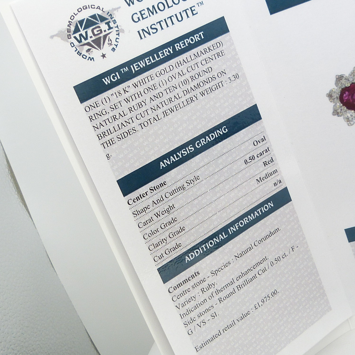 A ruby and diamond (F-G colour) cluster ring in 18ct white gold, with certificate - Image 10 of 10