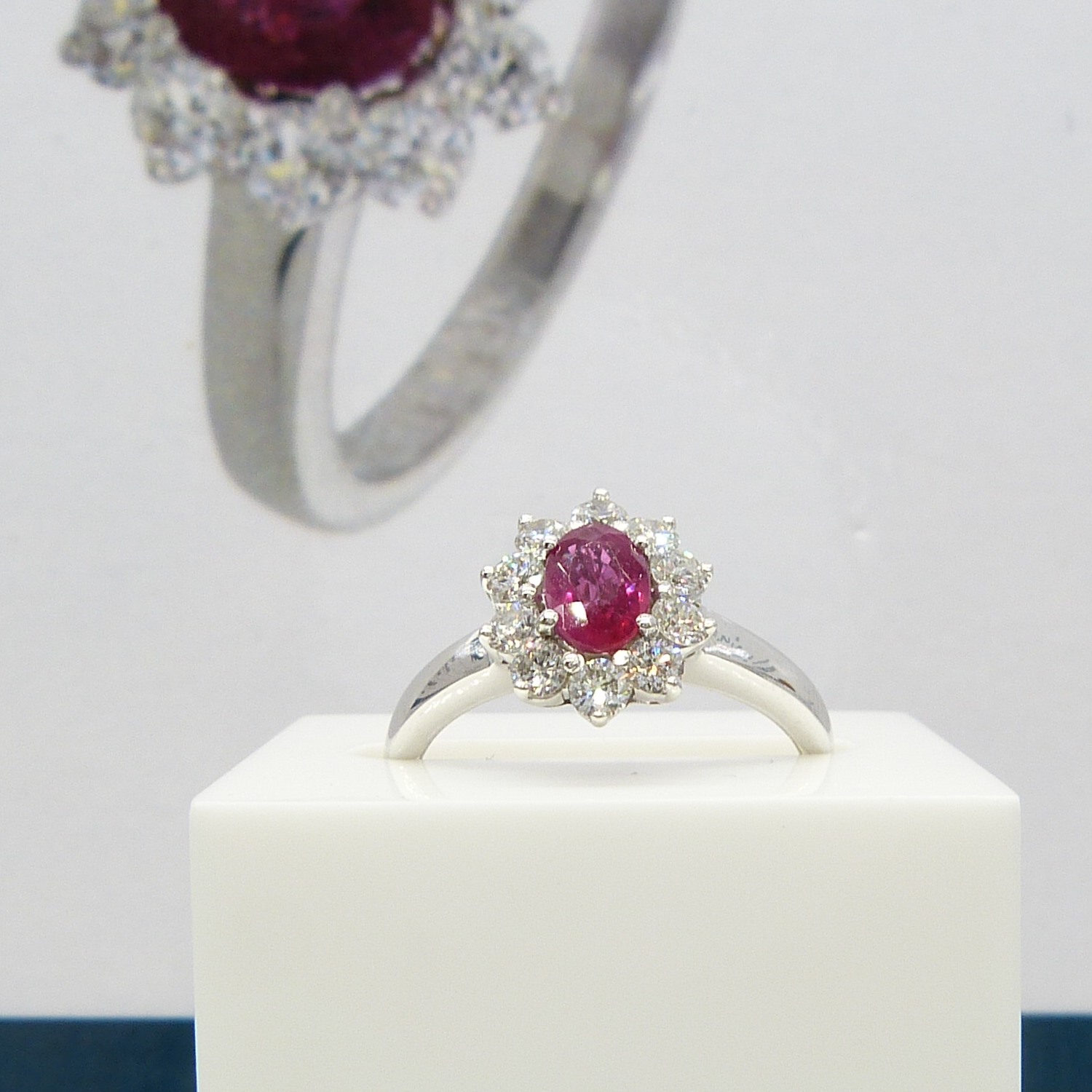 A ruby and diamond (F-G colour) cluster ring in 18ct white gold, with certificate - Image 7 of 10