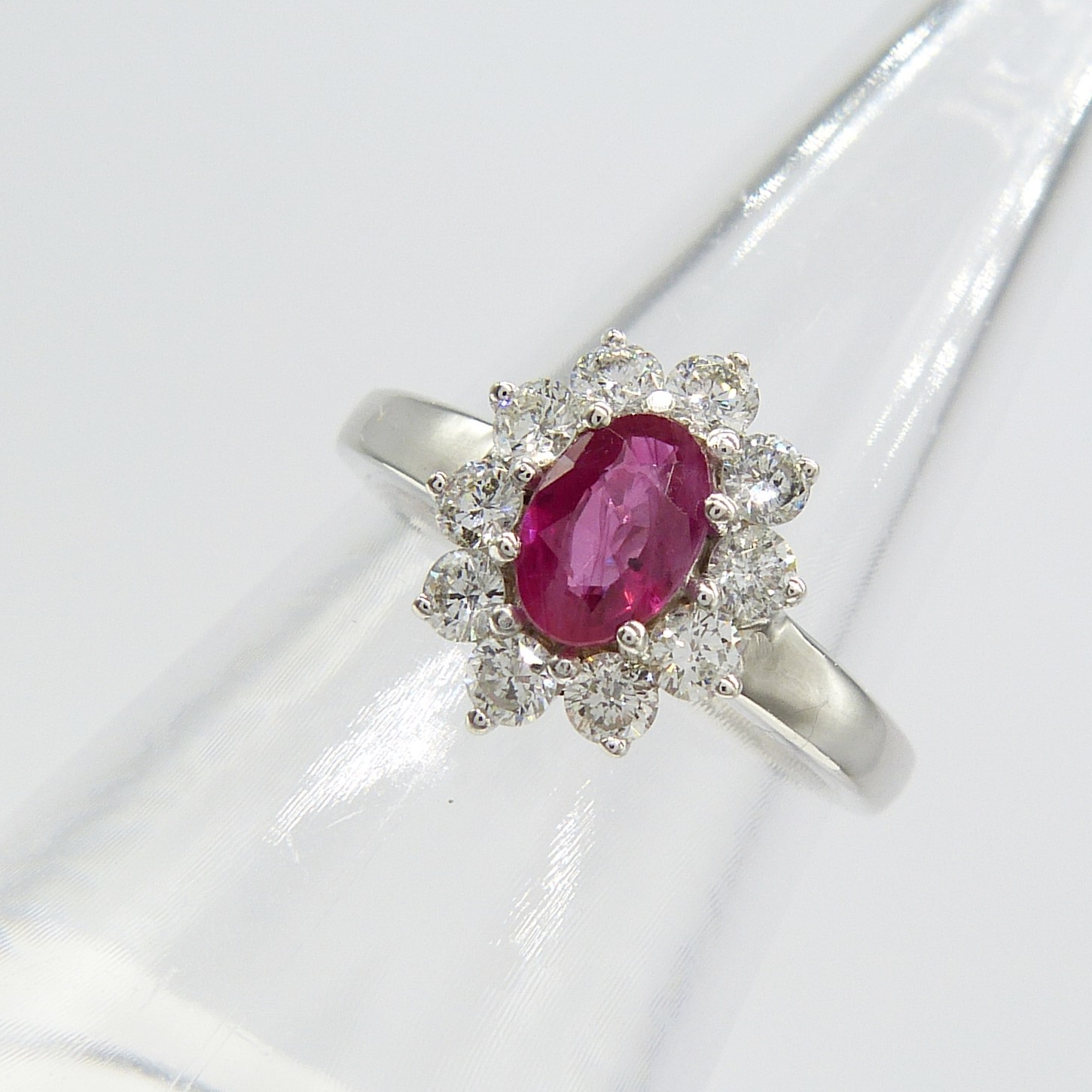 A ruby and diamond (F-G colour) cluster ring in 18ct white gold, with certificate - Image 4 of 10