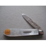 Edwardian Mother of Pearl Hafted Silver Bladed Folding Fruit Knife